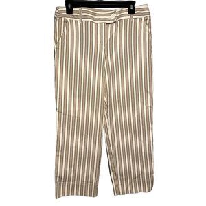 Ann Taylor LOFT white, tan, black striped‎ wide-leg cropped pants 8